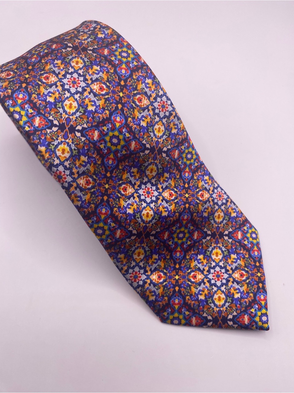 Burma Bibas Purple Floral Mosaic Men's Silk Tie